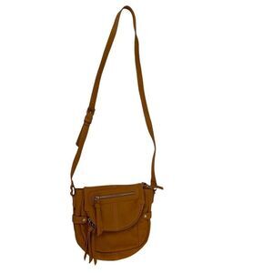 Melie Bianco Purse Crossbody Handbag Yellow Foldover Vegan Leather Bohemian Bag